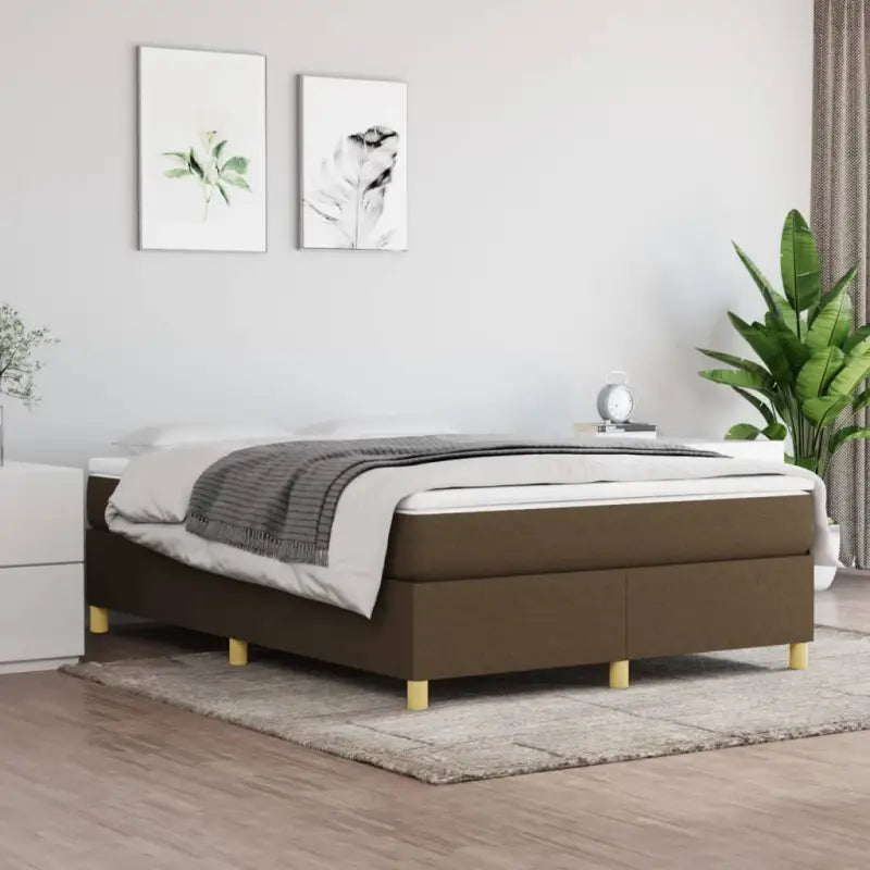 Boxspringbed in donkergrijs met multiplex lattenbodem en ademend materiaal - Bedden & bedframes