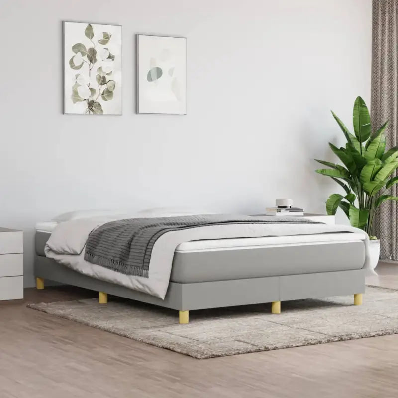 Boxspringbed in donkergrijs met multiplex lattenbodem en ademend materiaal - Bedden & bedframes
