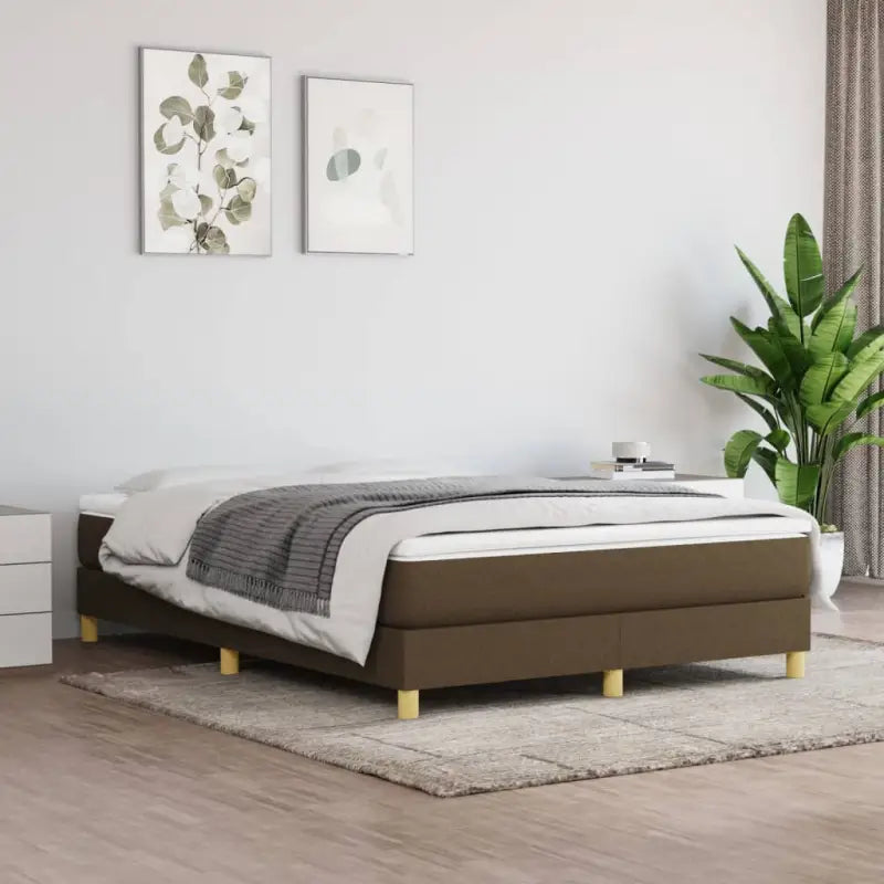 Boxspringbed in donkergrijs met multiplex lattenbodem en ademend materiaal - Bedden & bedframes