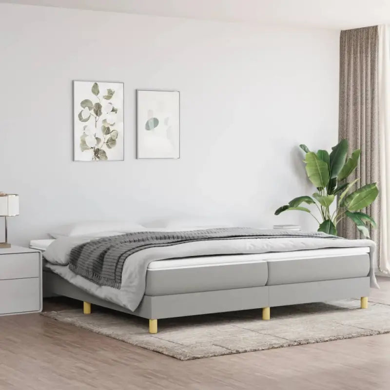 Boxspringbed in donkergrijs met multiplex lattenbodem en ademend materiaal - Bedden & bedframes