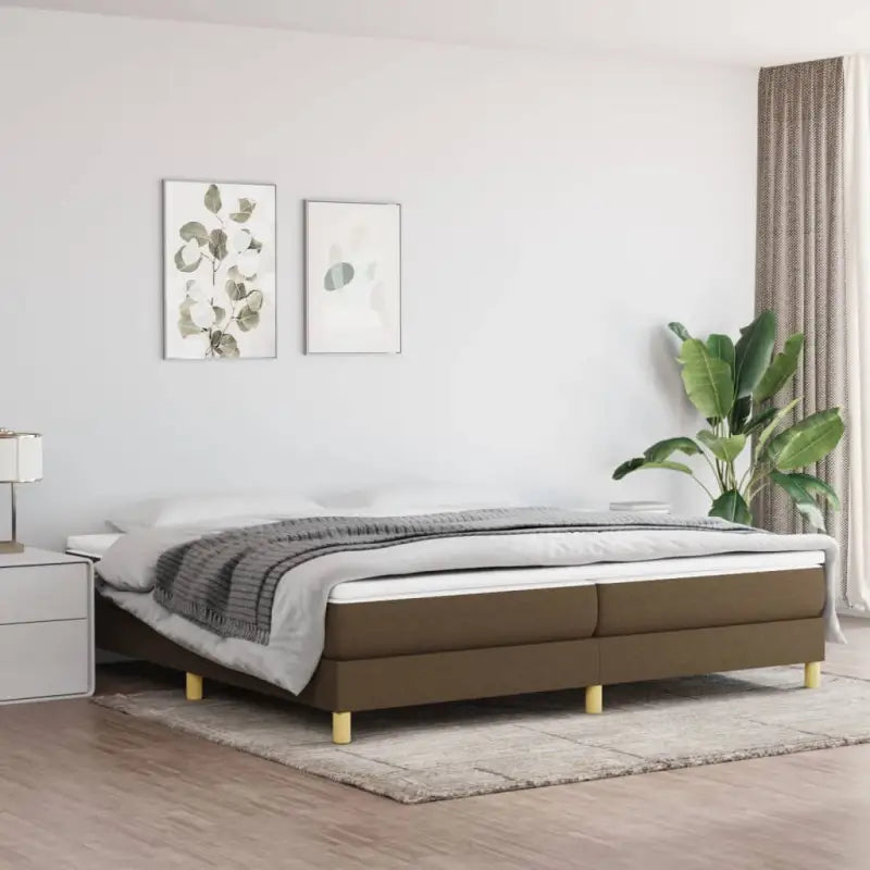 Boxspringbed in donkergrijs met multiplex lattenbodem en ademend materiaal - Bedden & bedframes