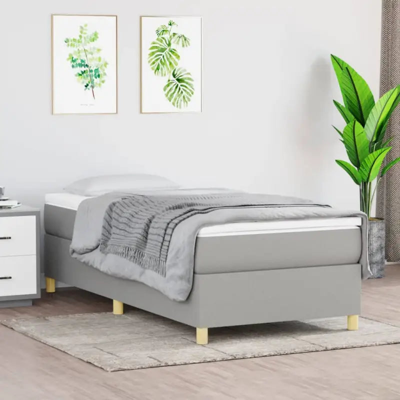 Boxspringbed in donkergrijs met multiplex lattenbodem en ademend materiaal - Bedden & bedframes