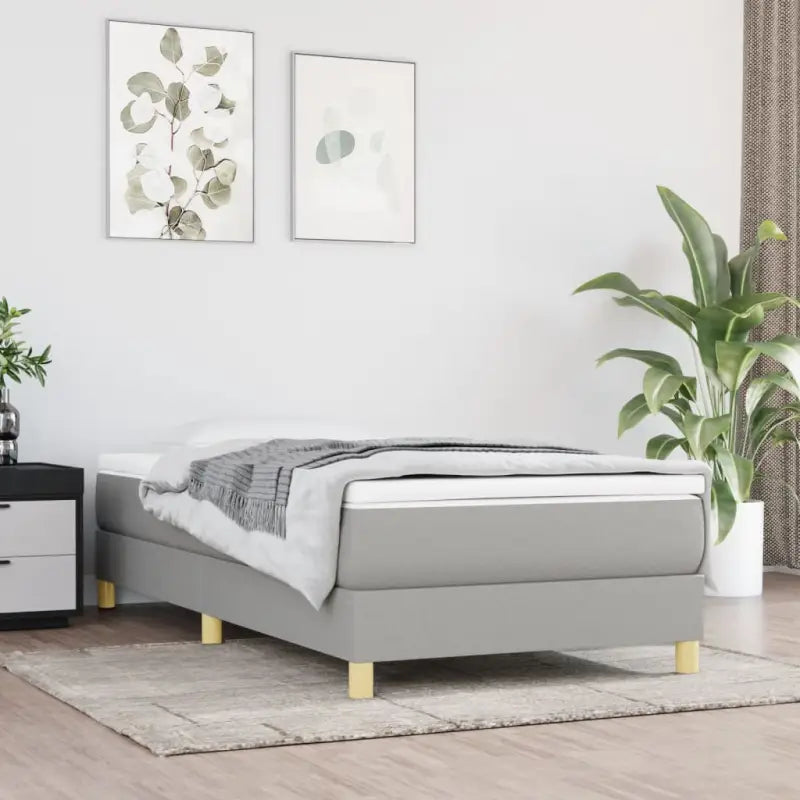Boxspringbed in donkergrijs met multiplex lattenbodem en ademend materiaal - Bedden & bedframes