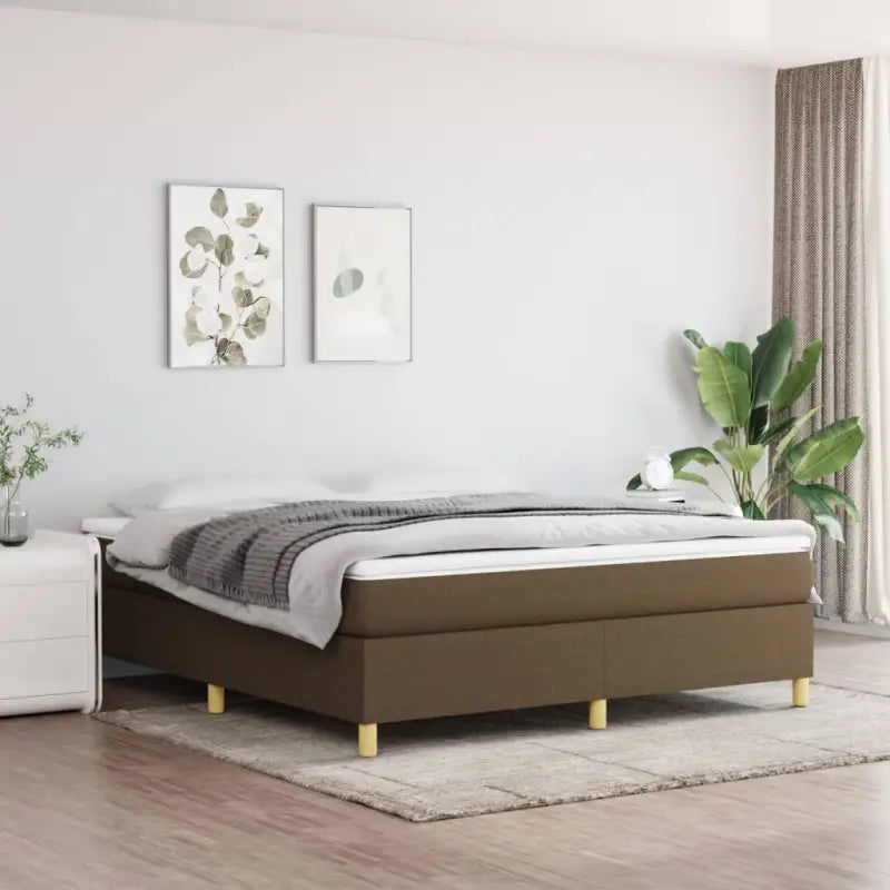 Boxspringbed in donkergrijs met multiplex lattenbodem en ademend materiaal - Bedden & bedframes
