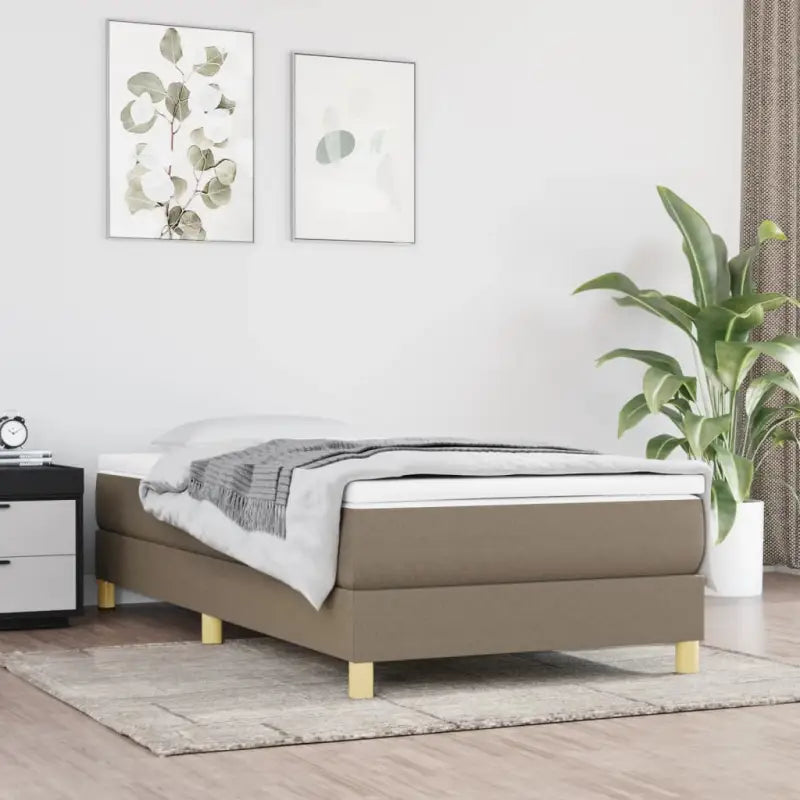 Boxspringbed in donkergrijs met multiplex lattenbodem en ademend materiaal - Bedden & bedframes