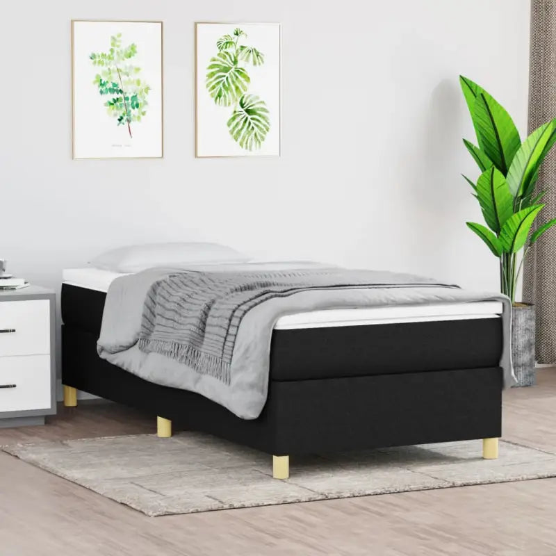 Boxspringbed in donkergrijs met multiplex lattenbodem en ademend materiaal - Bedden & bedframes