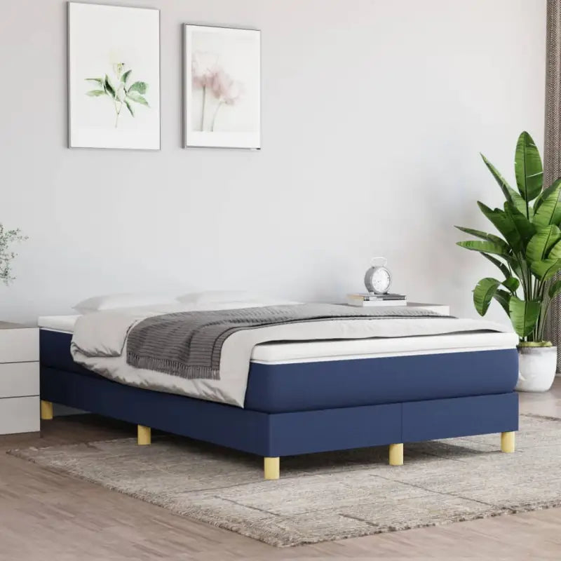 Boxspringbed in donkergrijs met multiplex lattenbodem en ademend materiaal - Blauw / 120 x 200 cm / 25 cm - Bedden &