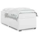 Boxspringbed in grijs materiaal met hoogwaardige kunstleer en massief grenenhout - Wit / 100 x 200 cm - Bedden &