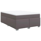 Boxspringbed in grijs materiaal met hoogwaardige kunstleer en massief grenenhout - Bedden & bedframes