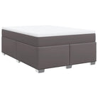Boxspringbed in grijs materiaal met hoogwaardige kunstleer en massief grenenhout - Bedden & bedframes