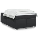 Boxspringbed in grijs materiaal met hoogwaardige kunstleer en massief grenenhout - Zwart / 120 x 200 cm - Bedden &