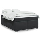 Boxspringbed in grijs materiaal met hoogwaardige kunstleer en massief grenenhout - Zwart / 160 x 200 cm - Bedden &