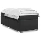 Boxspringbed in grijs materiaal met hoogwaardige kunstleer en massief grenenhout - Zwart / 100 x 200 cm - Bedden &