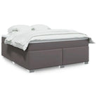 Boxspringbed in grijs materiaal met hoogwaardige kunstleer en massief grenenhout - Grijs / 180 x 200 cm - Bedden &