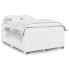 Boxspringbed in grijs materiaal met hoogwaardige kunstleer en massief grenenhout - Wit / 140 x 200 cm - Bedden &
