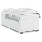 Boxspringbed in grijs materiaal met hoogwaardige kunstleer en massief grenenhout - Wit / 90 x 190 cm - Bedden &