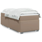 Boxspringbed in grijs materiaal met hoogwaardige kunstleer en massief grenenhout - Cappuccino / 90 x 190 cm - Bedden &