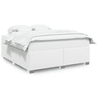 Boxspringbed in grijs materiaal met hoogwaardige kunstleer en massief grenenhout - Wit / 180 x 200 cm - Bedden &