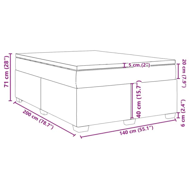 Boxspringbed in grijs materiaal met hoogwaardige kunstleer en massief grenenhout - Bedden & bedframes