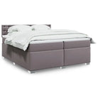 Boxspringbed in grijs materiaal met massief grenenhout en vullingsendracht - Bedden & bedframes
