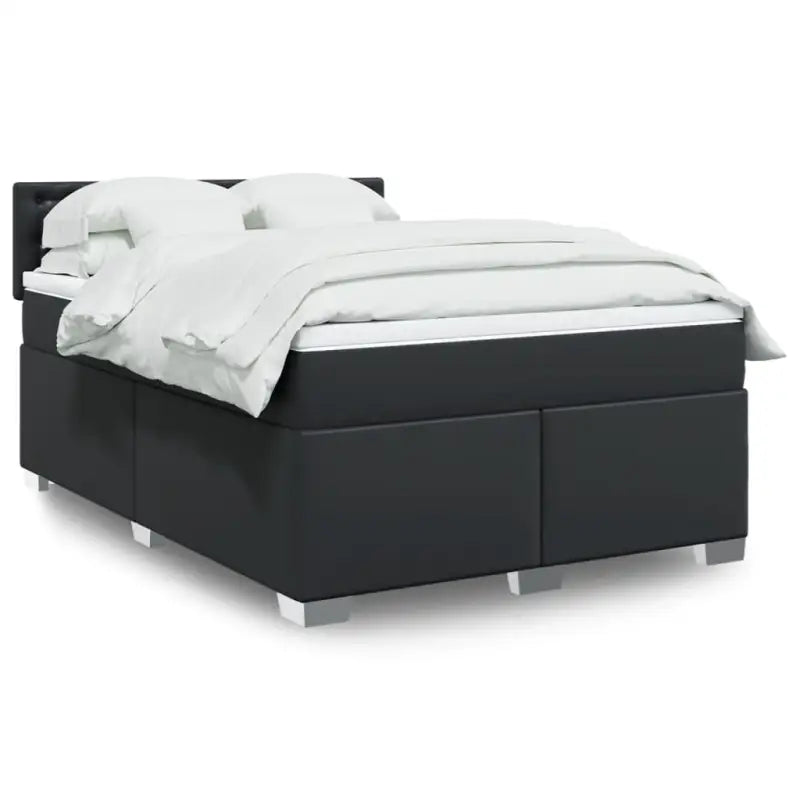 Boxspringbed in grijs materiaal met massief grenenhout en vullingsendracht - Zwart / 160 x 200 cm / knoppwn - Bedden &