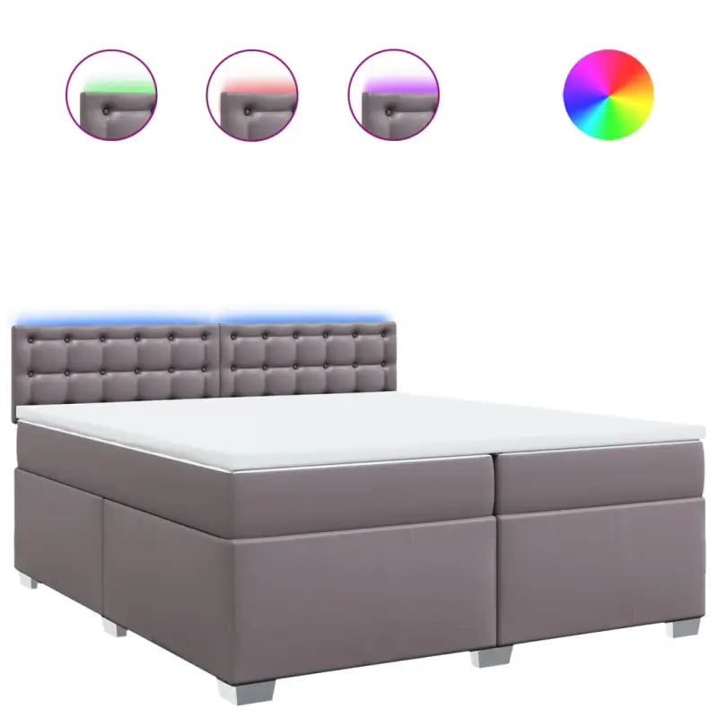 Boxspringbed in grijs materiaal met massief grenenhout en vullingsendracht - Bedden & bedframes