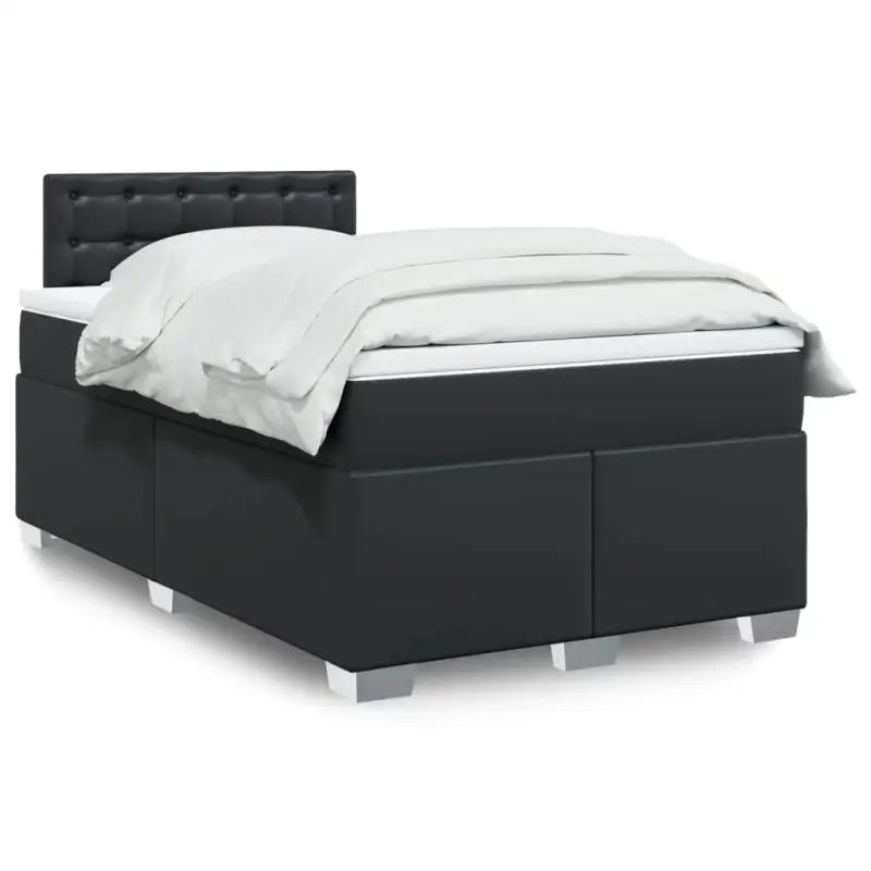 Boxspringbed in grijs materiaal met massief grenenhout en vullingsendracht - Zwart / 120 x 190 cm / knoppwn - Bedden &