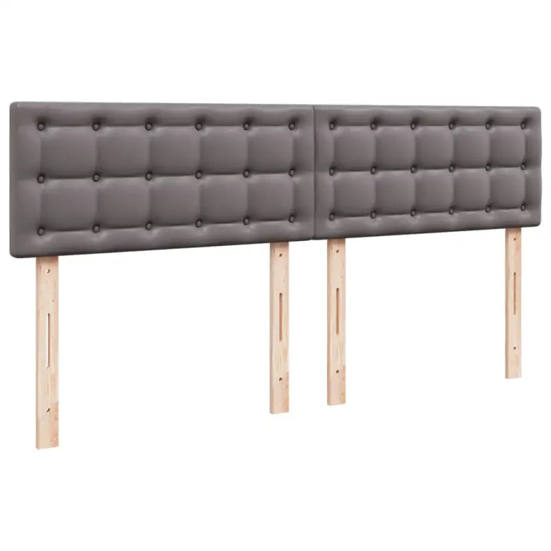 Boxspringbed in grijs materiaal met massief grenenhout en vullingsendracht - Bedden & bedframes