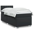Boxspringbed in grijs materiaal met massief grenenhout en vullingsendracht - Zwart / 80 x 200 cm / knoppwn - Bedden &
