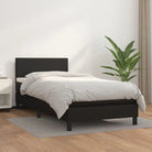 Boxspringbed met grijs materiaal en schuim afmetingen voor optimale rust - Zwart / 80 x 200 cm / Effen ontwerp - Bedden