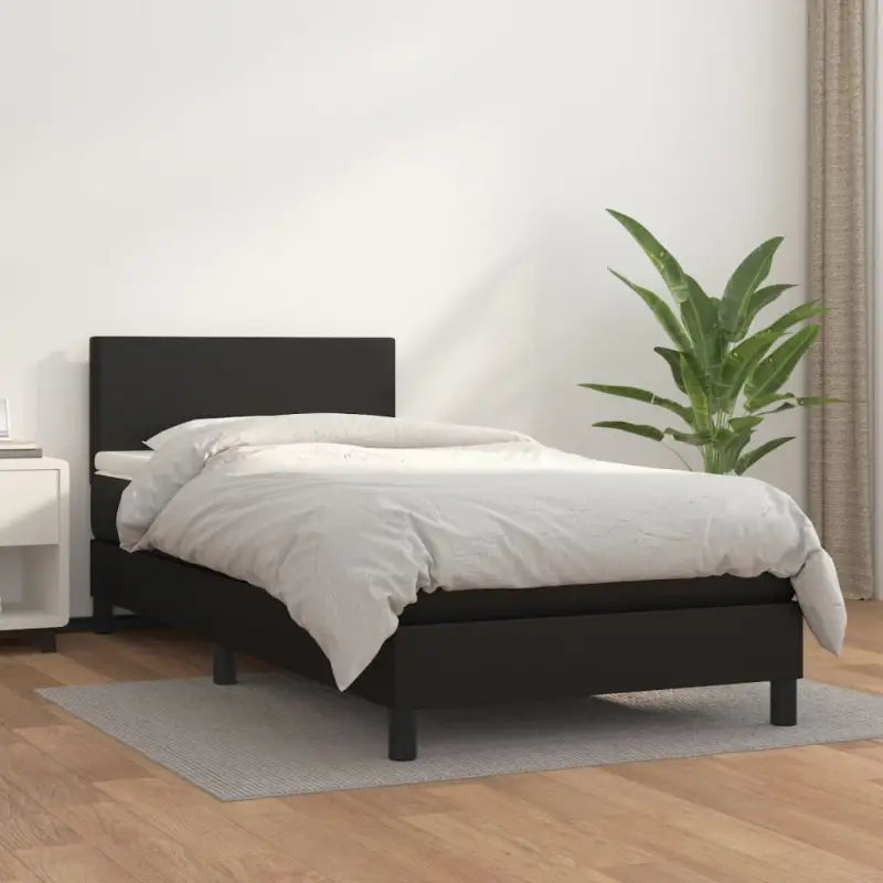 Boxspringbed met grijs materiaal en schuim afmetingen voor optimale rust - Zwart / 80 x 200 cm / Effen ontwerp - Bedden