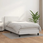 Boxspringbed met grijs materiaal en schuim afmetingen voor optimale rust - Wit / 90 x 190 cm / Effen ontwerp - Bedden &