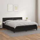 Boxspringbed met grijs materiaal en schuim afmetingen voor optimale rust - Zwart / 160 x 200 cm / Effen met spijkers