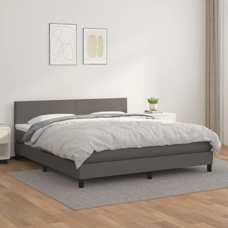 Boxspringbed met grijs materiaal en schuim afmetingen voor optimale rust - Grijs / 180 x 200 cm / Effen ontwerp