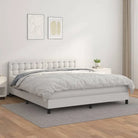 Boxspringbed met grijs materiaal en schuim afmetingen voor optimale rust - Wit / 160 x 200 cm / knoppwn - Bedden &