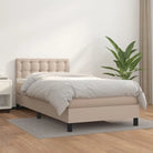 Boxspringbed met grijs materiaal en schuim afmetingen voor optimale rust - Cappuccino / 80 x 200 cm / knoppwn - Bedden