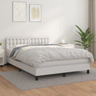 Boxspringbed met grijs materiaal en schuim afmetingen voor optimale rust - Wit / 140 x 190 cm / knoppwn - Bedden &