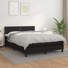 Boxspringbed met grijs materiaal en schuim afmetingen voor optimale rust - Zwart / 140 x 200 cm / Effen met spijkers
