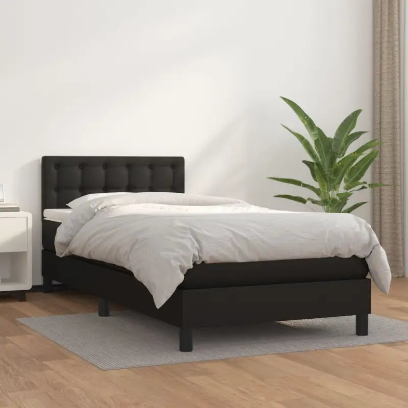 Boxspringbed met grijs materiaal en schuim afmetingen voor optimale rust - Zwart / 100 x 200 cm / knoppwn - Bedden &