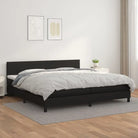 Boxspringbed met grijs materiaal en schuim afmetingen voor optimale rust - Zwart / 200 x 200 cm / Effen ontwerp