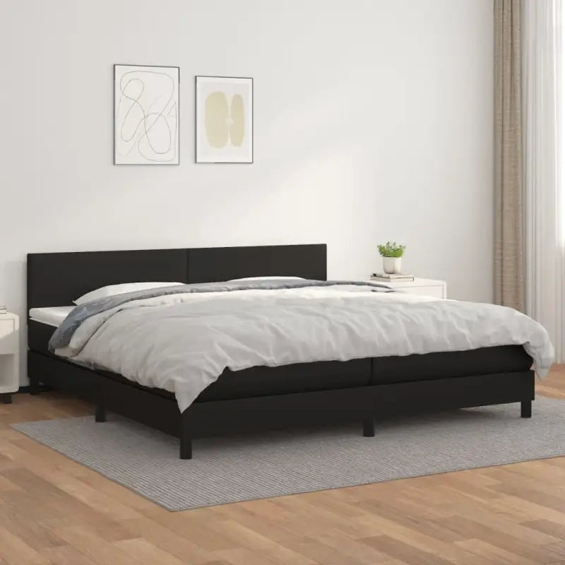 Boxspringbed met grijs materiaal en schuim afmetingen voor optimale rust - Zwart / 200 x 200 cm / Effen ontwerp