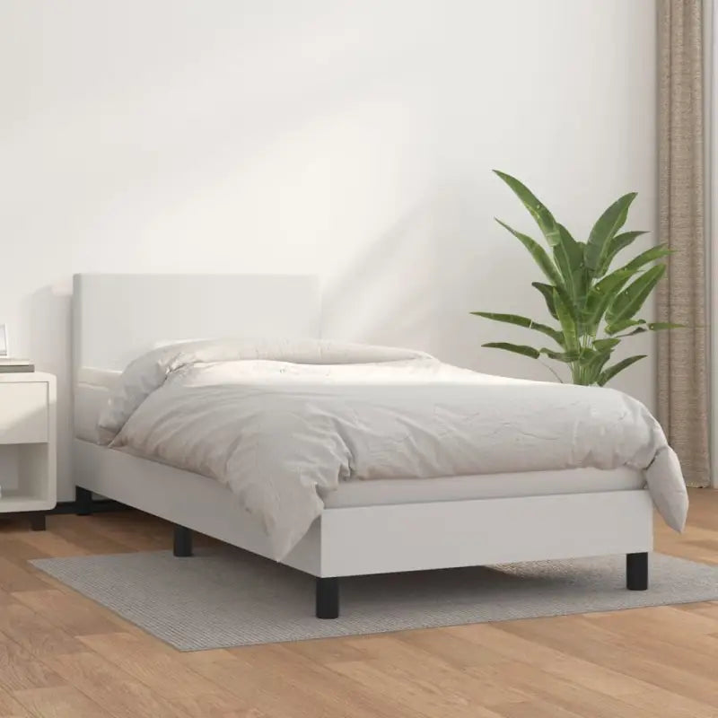 Boxspringbed met grijs materiaal en schuim afmetingen voor optimale rust - Wit / 100 x 200 cm / Effen ontwerp - Bedden