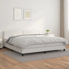 Boxspringbed met grijs materiaal en schuim afmetingen voor optimale rust - Wit / 200 x 200 cm / Effen met spijkers