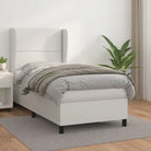 Boxspringbed met hoogwaardig kunstleer en comfortabele schuim afmetingen - Wit / 100 x 200 cm / Effen met spijkers