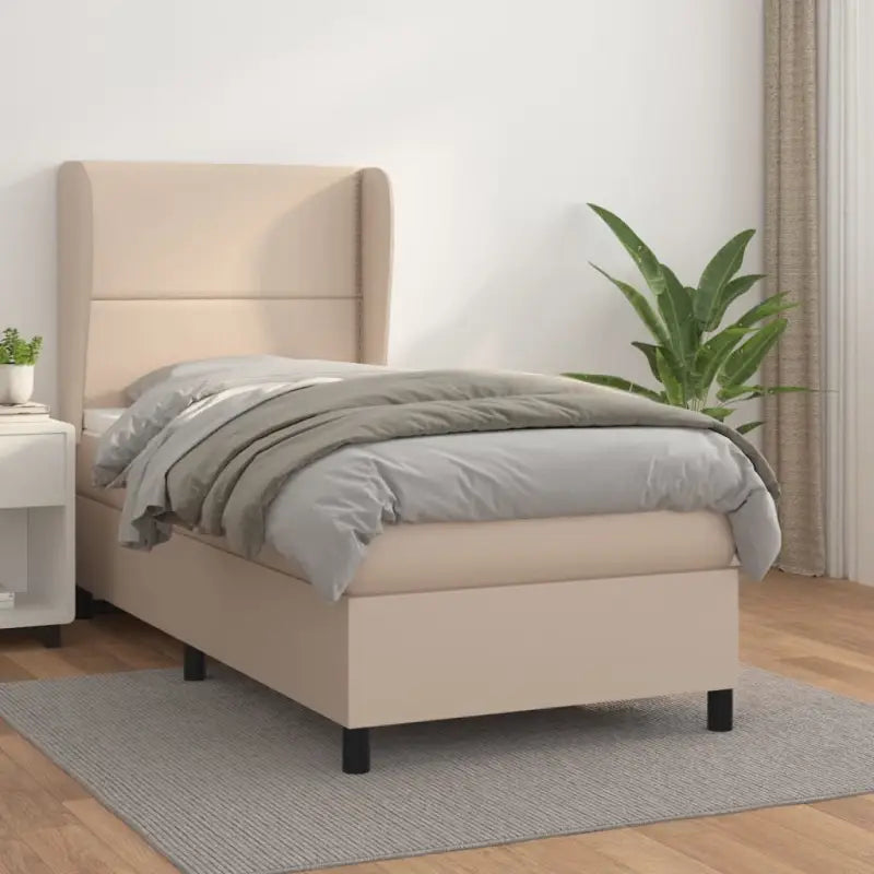 Boxspringbed met hoogwaardig kunstleer en comfortabele schuim afmetingen - Cappuccino / 90 x 200 cm / Effen