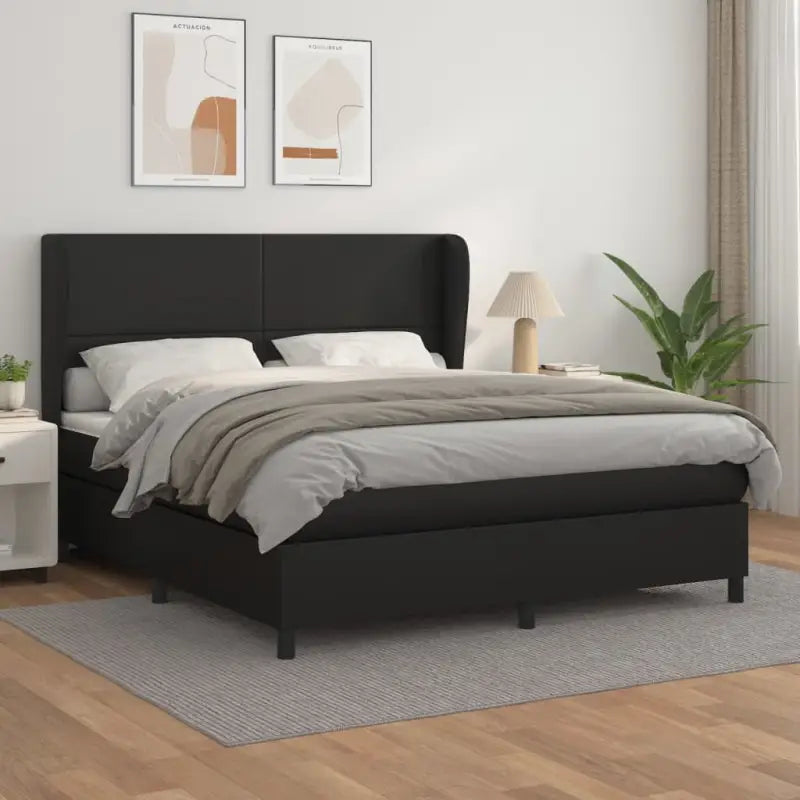 Boxspringbed met hoogwaardig kunstleer en comfortabele schuim afmetingen - Zwart / 180 x 200 cm / Effen ontwerp