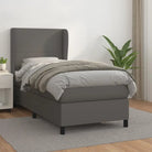 Boxspringbed met hoogwaardig kunstleer en comfortabele schuim afmetingen - Grijs / 90 x 190 cm / Effen ontwerp - Bedden