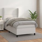 Boxspringbed met hoogwaardig kunstleer en comfortabele schuim afmetingen - Wit / 90 x 200 cm / Effen met spijkers