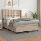 Boxspringbed met hoogwaardig kunstleer en wit materiaal voor rustslaap - Cappuccino / 140 x 200 cm / knoppwn - Bedden &