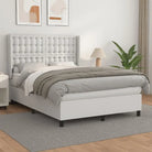 Boxspringbed met hoogwaardig kunstleer en wit materiaal voor rustslaap - Wit / 140 x 200 cm / knoppwn - Bedden &